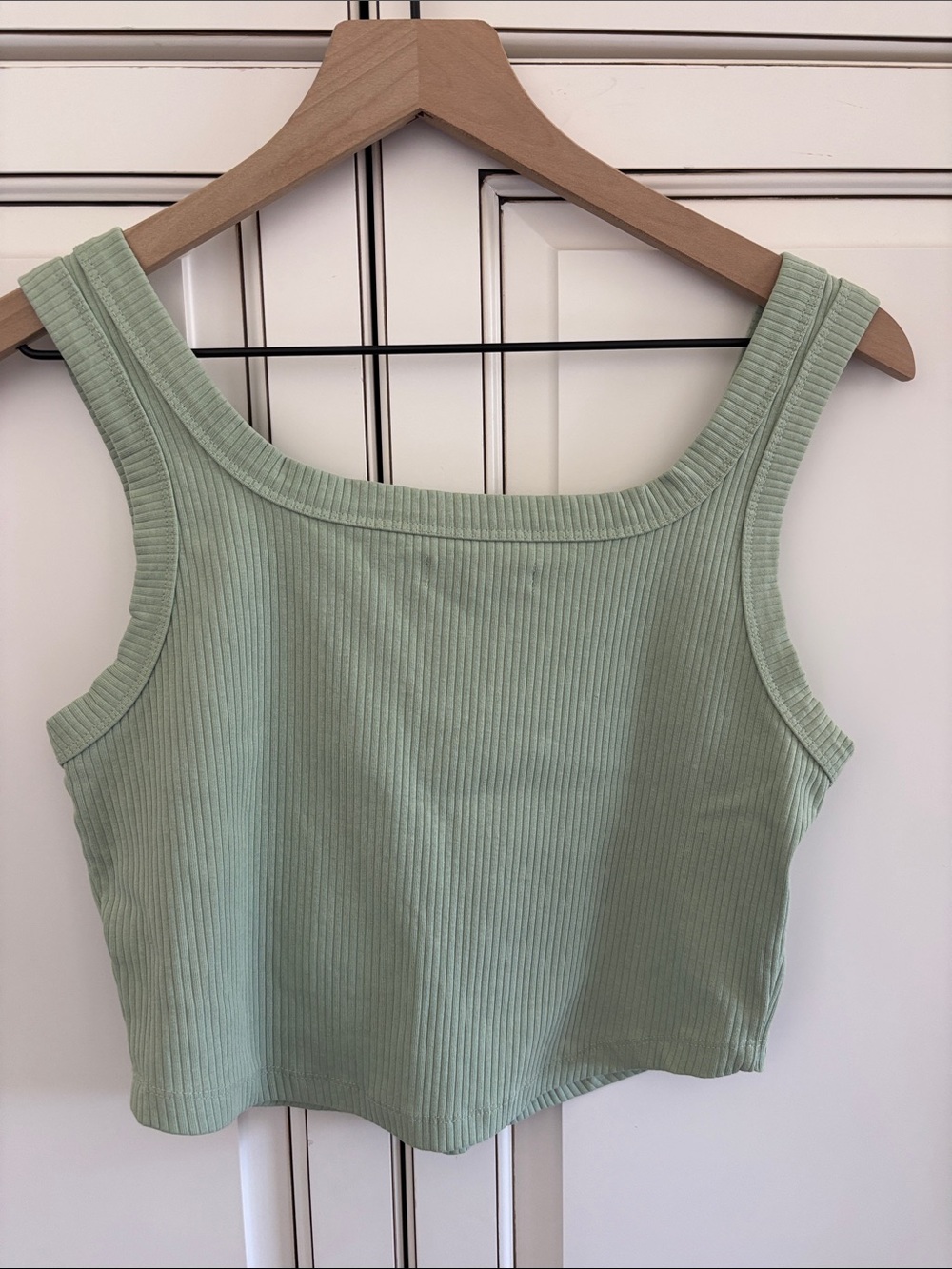 Madewell Green Ribbed Cropped Cotton Tank Top Brach Travel Women’s Medium - Picture 9 of 9